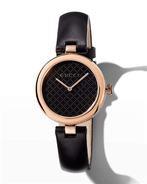 ladies gucci black piamantissima watch w rose accent|Gucci Women's Swiss Diamantissima Black Leather Strap Watch .